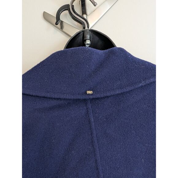 Max Mara Sportmax Kuens Oversized Crop Virgin Wool Jacket Navy Size 0 - Picture 7 of 15